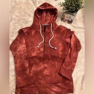 2-$30 or 1-$20 AMPERSAND AVENUE Half-zip hoodie in tied-dye berry, size medium